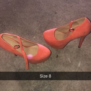 Peach platform heels